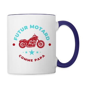 Futur Motard Comme Papa - Mug contrasté - blanc/bleu cobalt - Droite