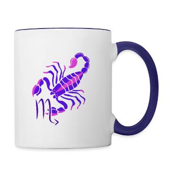 Sternzeichen Skorpion - Tasse zweifarbig - Weiß/Kobaltblau - Rechts