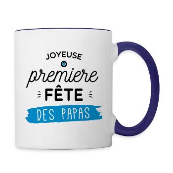 Erstes Fest der Väter - Tasse zweifarbig - Weiß/Kobaltblau - Rechts
