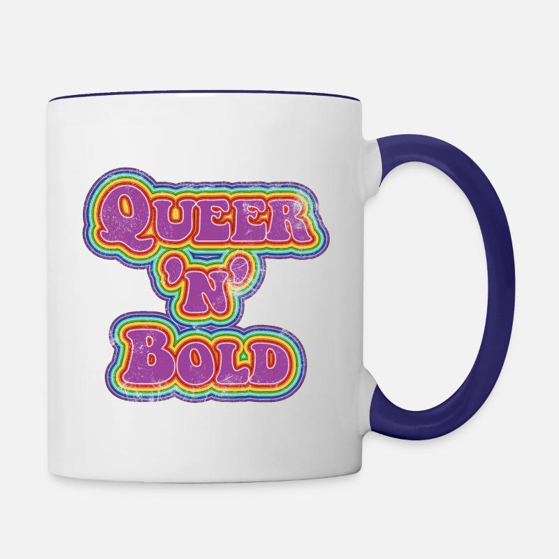 Queer 'n' Bold Rainbow Vintage - Mug contrasté - blanc/bleu cobalt