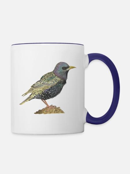Star Vogel starling - Tasse zweifarbig - Weiß/Kobaltblau