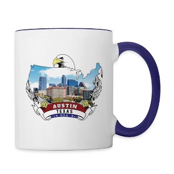 Austin, Texas, États-Unis Pygargue à tête blanche - Mug contrasté - blanc/bleu cobalt - Droite