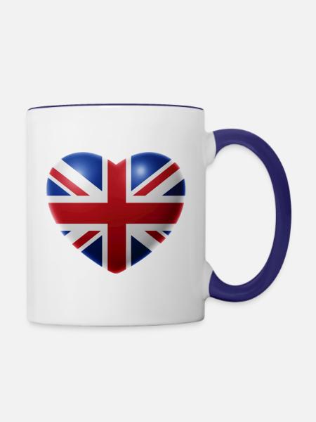 Herz (Großbritannien / Great Britain) - Tasse zweifarbig - Weiß/Kobaltblau