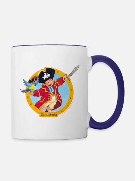 Käpt'n Sharky Piratenkapitän - Tasse zweifarbig - Weiß/Kobaltblau