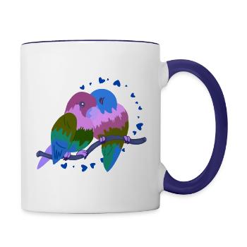 Birds in Love - Contrasting Mug - white/cobalt blue - Right