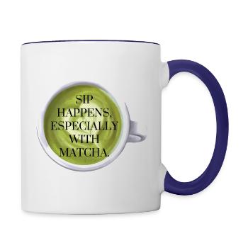 Sip Happens with Matcha - Tasse zweifarbig - Weiß/Kobaltblau - Rechts