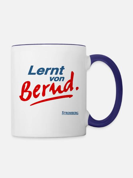 Stromberg Mit Spruch Lernt von Bernd - Tasse zweifarbig - Weiß/Kobaltblau