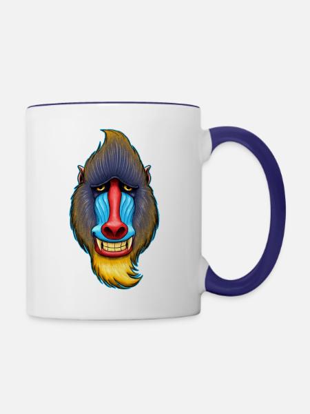 Mandrill Design - Tasse zweifarbig - Weiß/Kobaltblau
