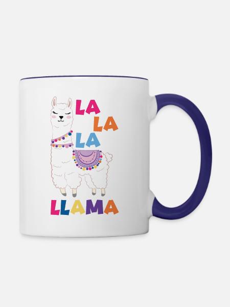 La La La Lama - Tasse zweifarbig - Weiß/Kobaltblau