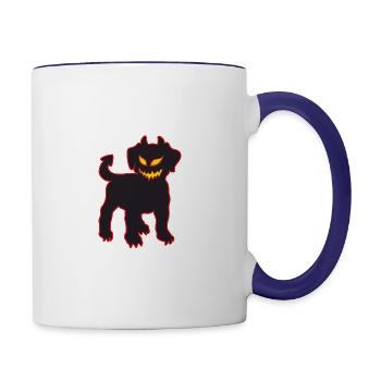 Halloween Devil Dog Chiot démoniaque brillant - Mug contrasté - blanc/bleu cobalt - Droite