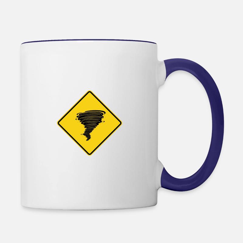 Panneau d’avertissement de tornade - Mug contrasté - blanc/bleu cobalt
