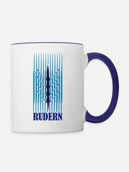 rudern Doppelvierer von oben - Tasse zweifarbig - Weiß/Kobaltblau