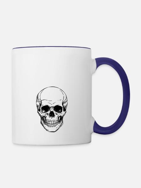 Schädel - Tasse zweifarbig - Weiß/Kobaltblau
