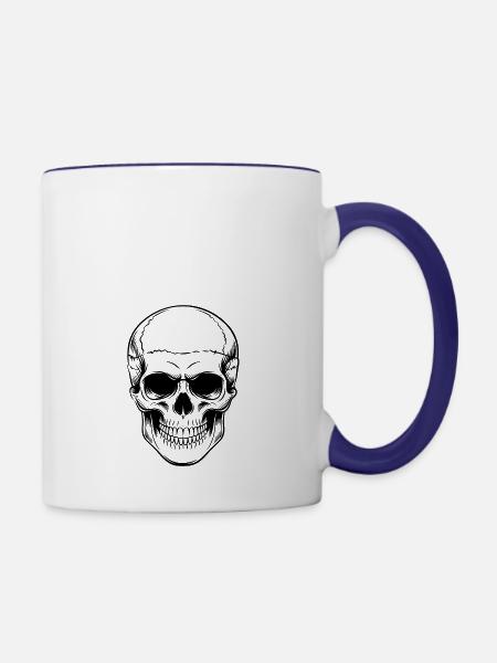 Schädel - Tasse zweifarbig - Weiß/Kobaltblau