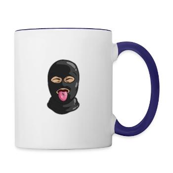 Freundlicher Dieb Maske Zunge Bank Räuber Gangster - Tasse zweifarbig - Weiß/Kobaltblau - Rechts