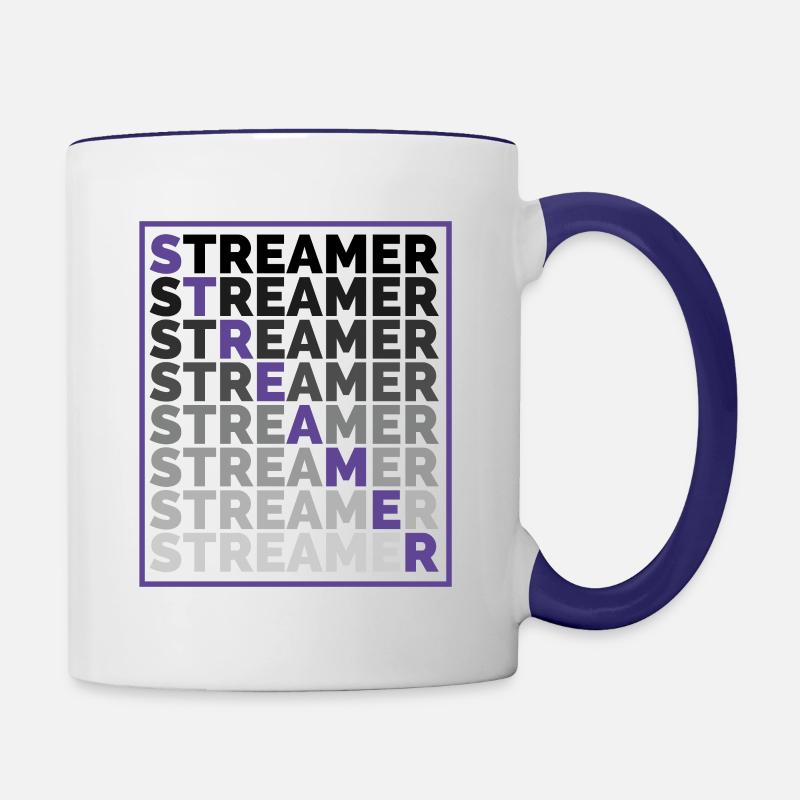Cool streamer & gamer design with frame - Contrasting Mug - white/cobalt blue