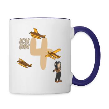 Birthday 4 years pilot, plane T-shirt Four - Contrasting Mug - white/cobalt blue - Right