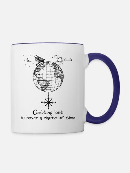 REISEN Weltreise Reiselust verreisen - Tasse zweifarbig - Weiß/Kobaltblau