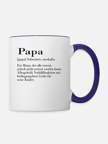 Papa - Tasse zweifarbig - Weiß/Kobaltblau