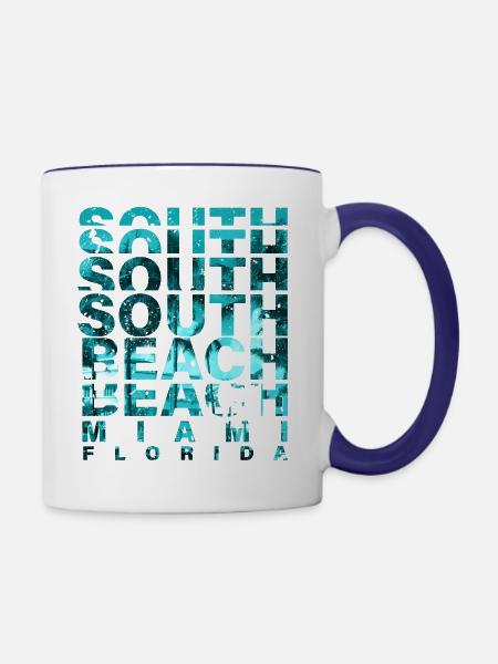 South Beach Miami Florida - Tasse zweifarbig - Weiß/Kobaltblau