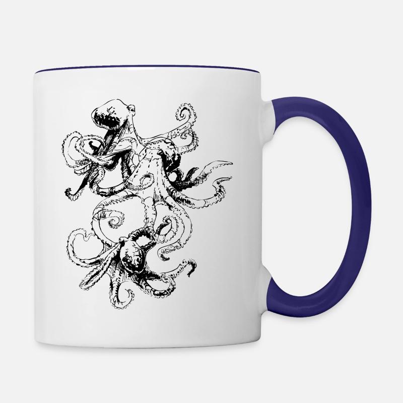 Octopus - Mug contrasté - blanc/bleu cobalt