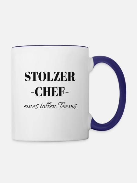 stolzer Chef - Tasse zweifarbig - Weiß/Kobaltblau