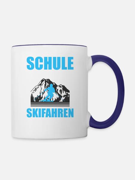 Schule ist wichtig Skifahren ist wichtiger ski - Tasse zweifarbig - Weiß/Kobaltblau