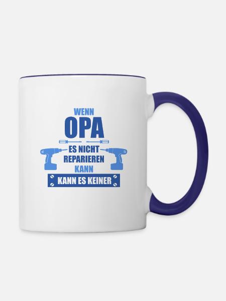 Wenn Opa Es Nicht Reparieren Kann Kann Es Keiner - Tasse zweifarbig - Weiß/Kobaltblau