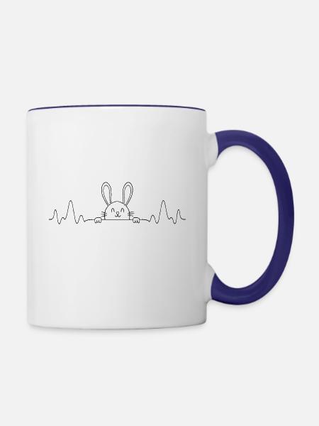 Hase Herzschlag - Tasse zweifarbig - Weiß/Kobaltblau