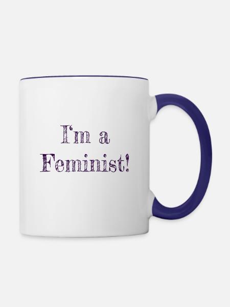 Feminismus - Tasse zweifarbig - Weiß/Kobaltblau