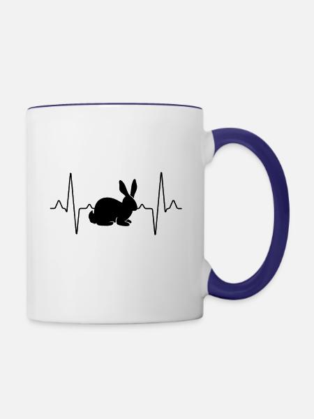 Hase Herzschlag - Tasse zweifarbig - Weiß/Kobaltblau