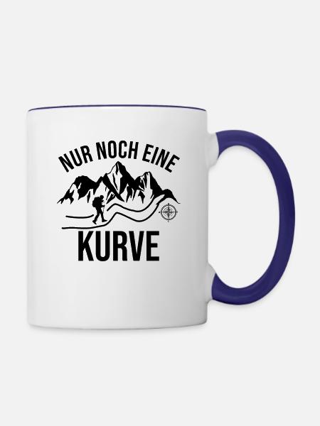 Nur Noch Eine Kurve - Tasse zweifarbig - Weiß/Kobaltblau
