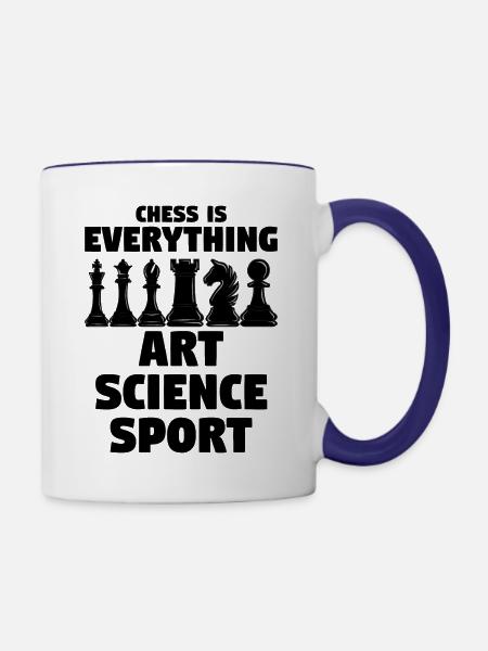 Schach - Tasse zweifarbig - Weiß/Kobaltblau