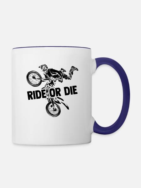 Motocross - Tasse zweifarbig - Weiß/Kobaltblau