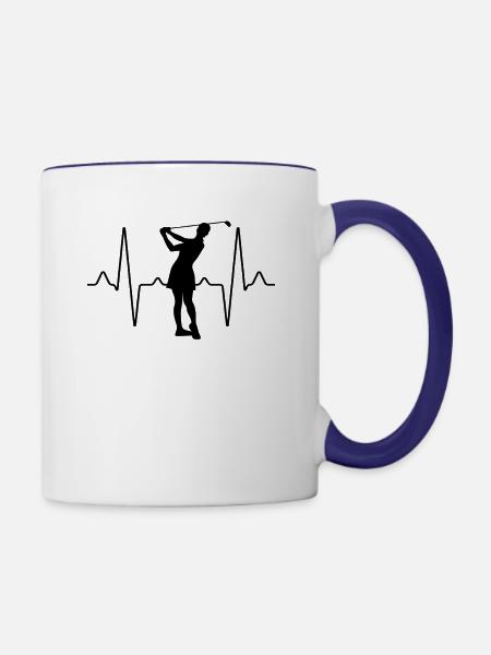 Golf Golferin Herzschlag - Tasse zweifarbig - Weiß/Kobaltblau
