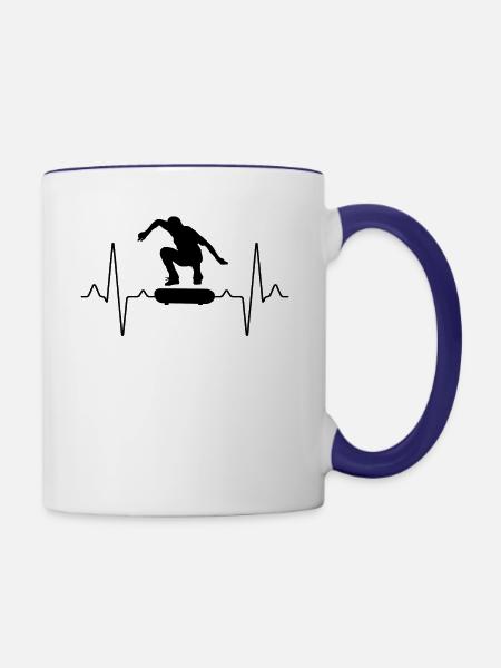 Skater Skate Herzschlag - Tasse zweifarbig - Weiß/Kobaltblau