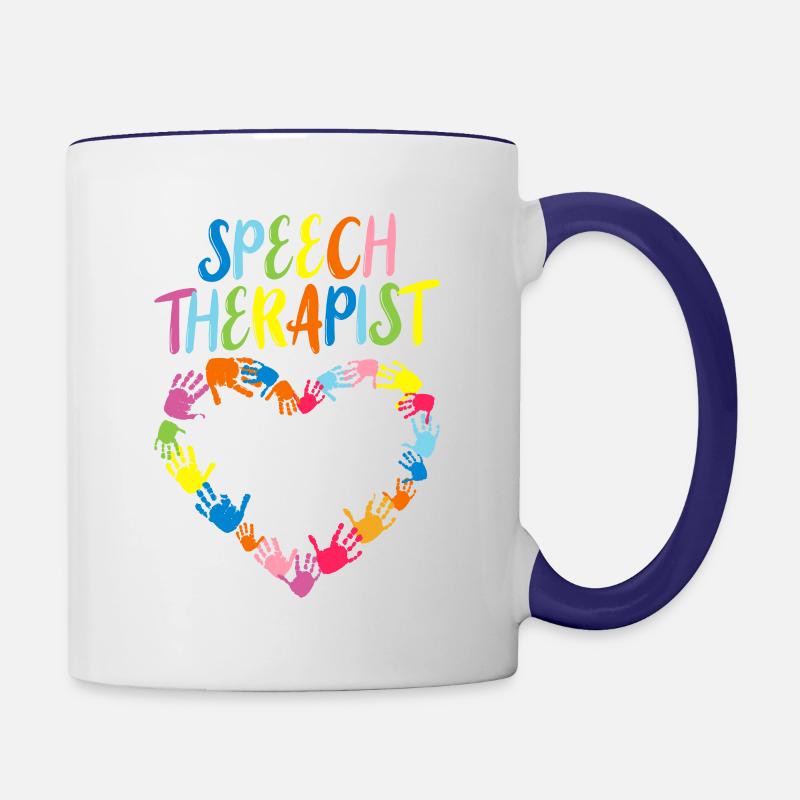 SLP Speech Language Pathologist Speechie - Contrasting Mug - white/cobalt blue