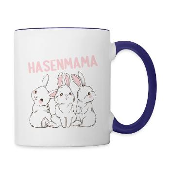 Hase Häschen Kaninchen beste Hasenmama - Tasse zweifarbig - Weiß/Kobaltblau - Rechts