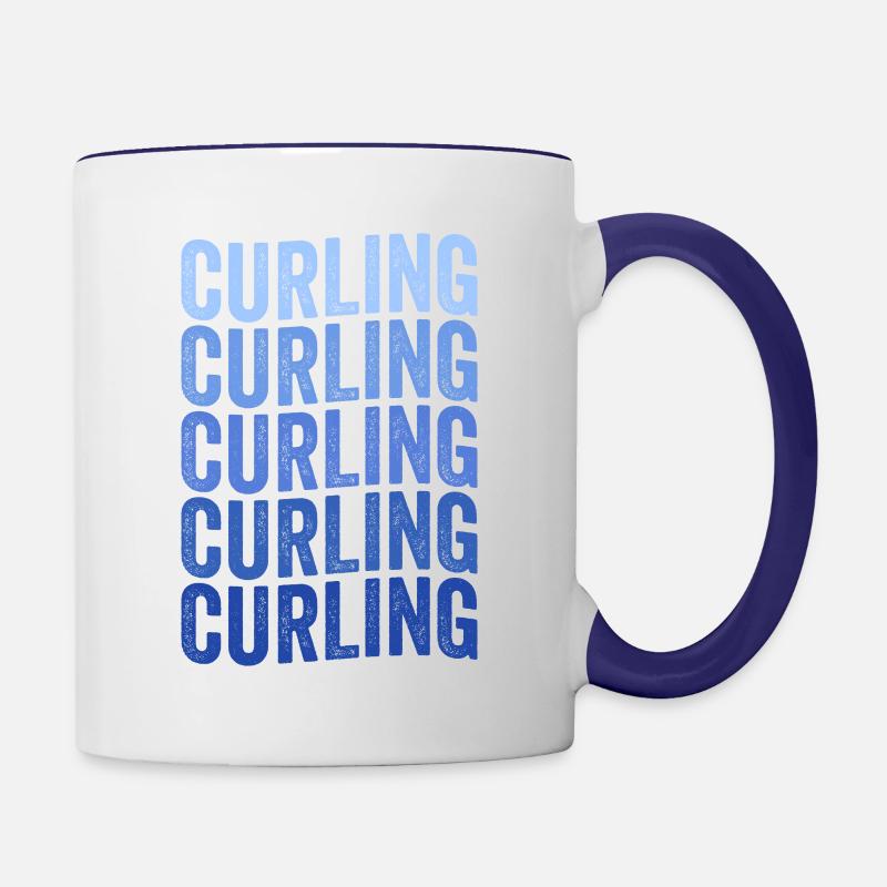 Curling Player - Contrasting Mug - white/cobalt blue
