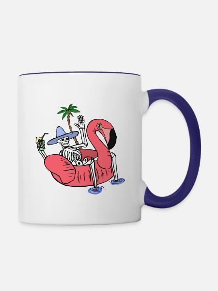 Skelett im Sommerurlaub - Tasse zweifarbig - Weiß/Kobaltblau