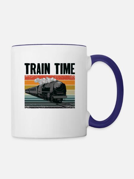 Zugverkehr Lokomotivführer Zugführer - Tasse zweifarbig - Weiß/Kobaltblau