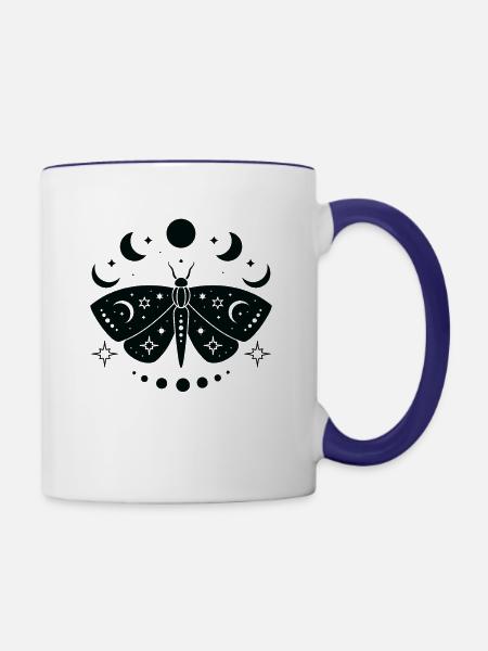 Himmlischer Schmetterling Mystischer - Tasse zweifarbig - Weiß/Kobaltblau