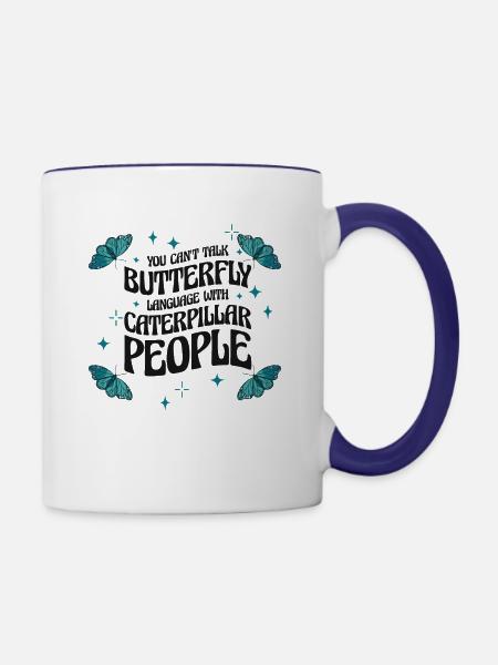 Himmlische Kunst Schmetterling Sprechendes - Tasse zweifarbig - Weiß/Kobaltblau