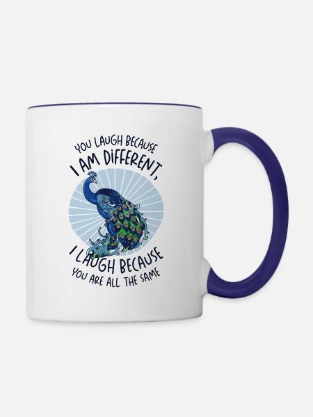 Peacock Positivity Verschiedene Inspirational - Tasse zweifarbig - Weiß/Kobaltblau