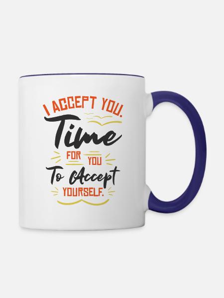 Inspirierender Motivator Selbstfürsorge - Tasse zweifarbig - Weiß/Kobaltblau