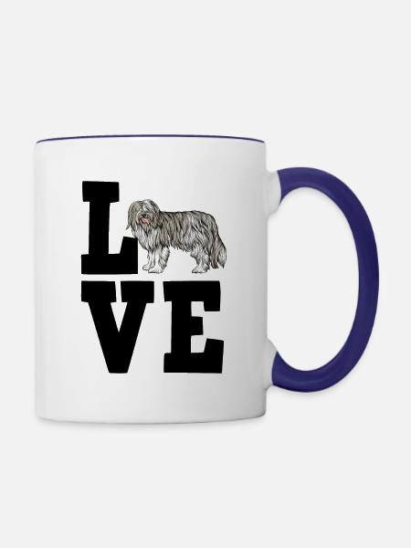 Bearded Collie - Tasse zweifarbig - Weiß/Kobaltblau