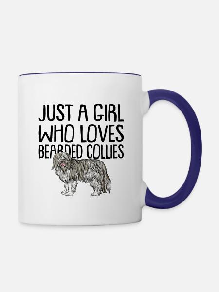 Bearded Collie - Tasse zweifarbig - Weiß/Kobaltblau