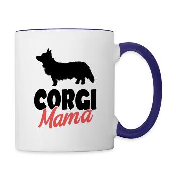Corgi - Tasse zweifarbig - Weiß/Kobaltblau - Rechts