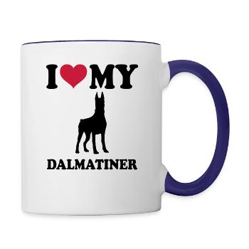 Dobermann - Tasse zweifarbig - Weiß/Kobaltblau - Rechts