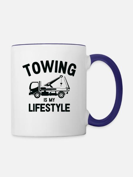 Abschleppwagenfahrer Lebensstil Abschleppen - Tasse zweifarbig - Weiß/Kobaltblau